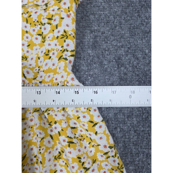 Aeropostale Dress Women Yellow Floral Button Baby Doll Short Sleeve Size S - Picture 5 of 10